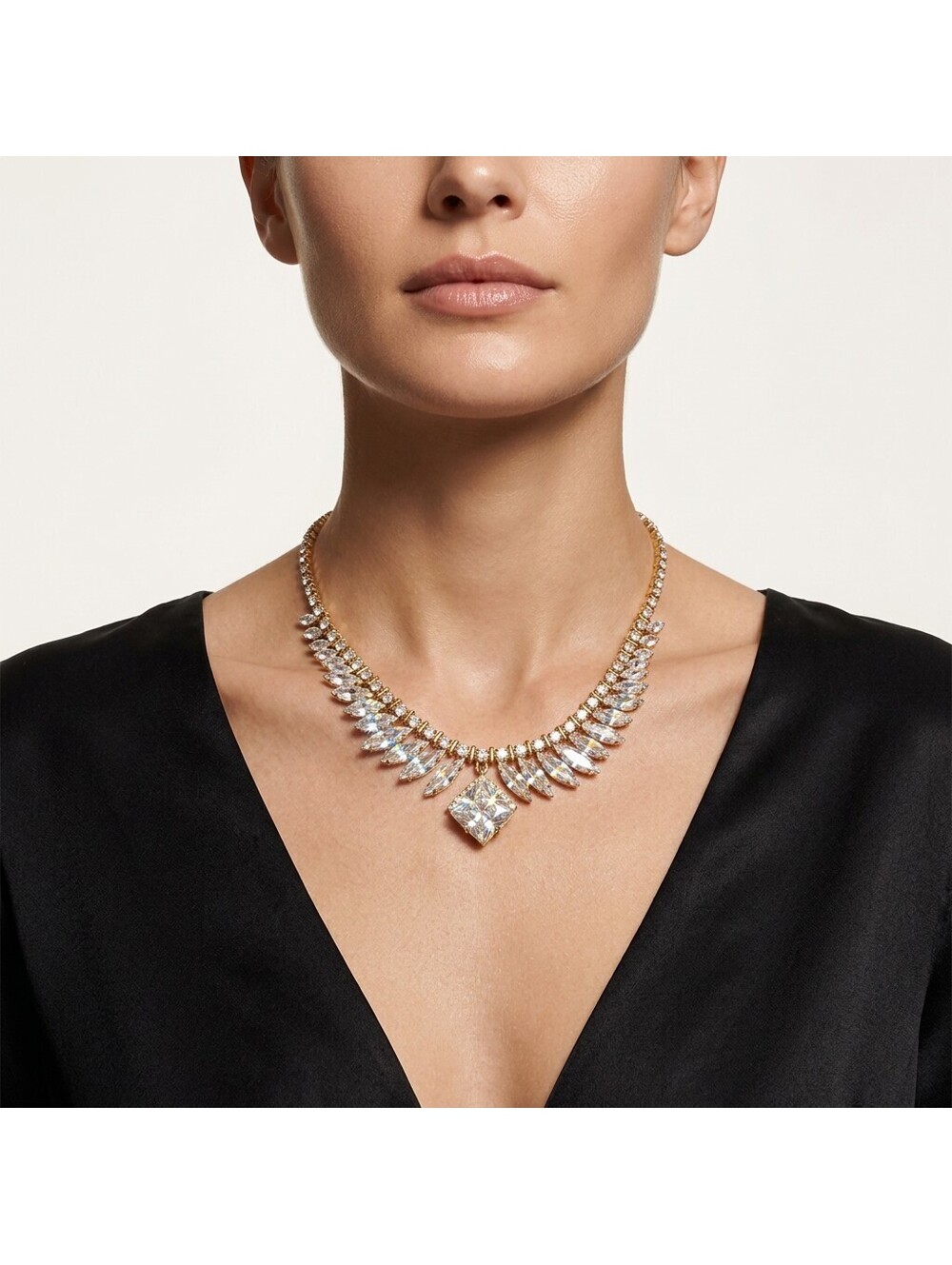 Elizabeth Cole Emira Necklace Swarovski Crystals & 24K Gold